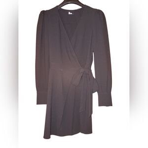 The Kooples  Solid Wrap V-Neck Long Sleeve Dress Black Sz FR 1/US Sm MSRP$385